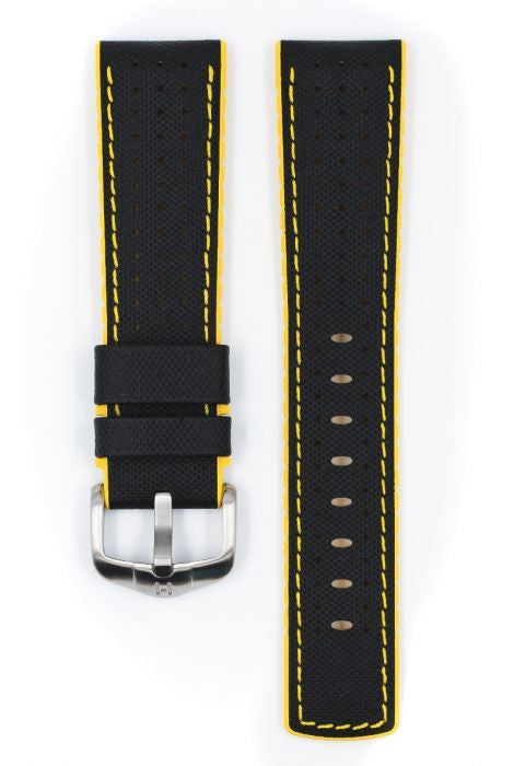 Watch strap Robby Hirsch Black/Yellow