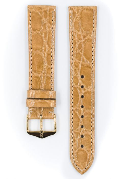 Genuine Croco Hirsch Watch Strap Beige