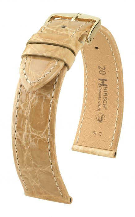 Genuine Croco Hirsch Watch Strap Beige