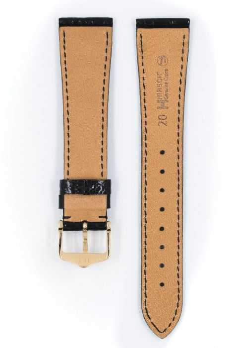 Genuine Croco Hirsch Watch Strap Black