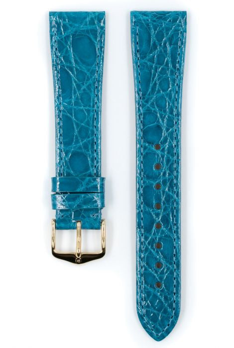 Genuine Croco Hirsch Watch Strap Blue