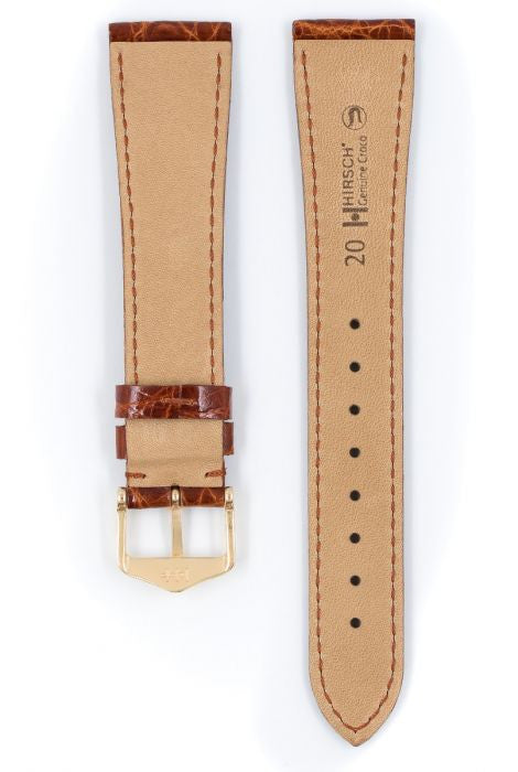 Genuine Croco Hirsch Watch Strap Golden Brown