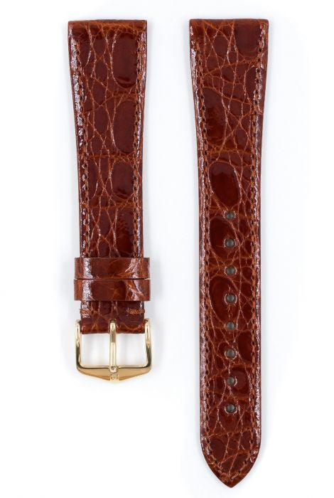 Genuine Croco Hirsch Watch Strap Golden Brown