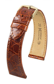 Genuine Croco Hirsch Watch Strap Golden Brown