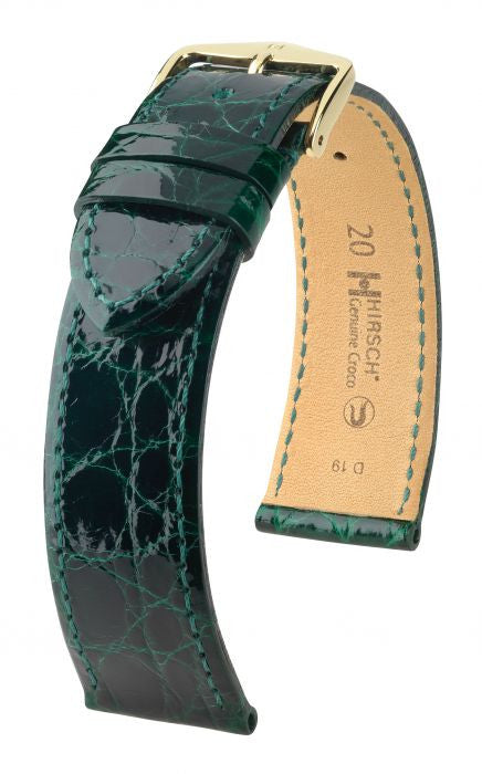 Genuine Croco Hirsch Watch Strap Green