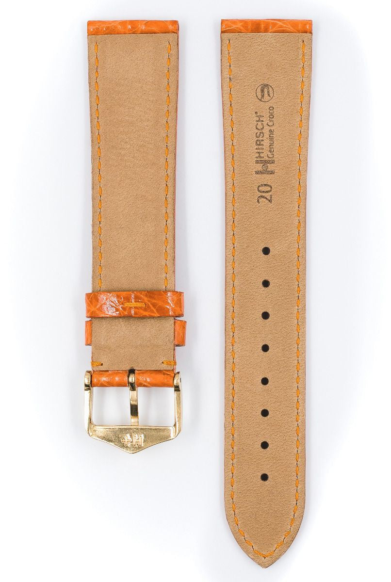 Genuine Croco Hirsch Watch Strap Orange