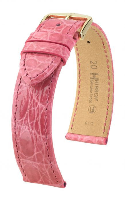 Genuine Croco Hirsch Watch Strap Pink