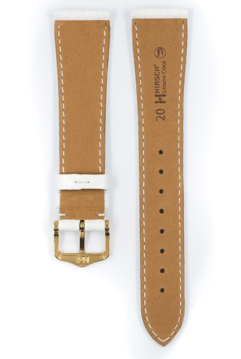 Genuine Croco Hirsch Watch Strap White