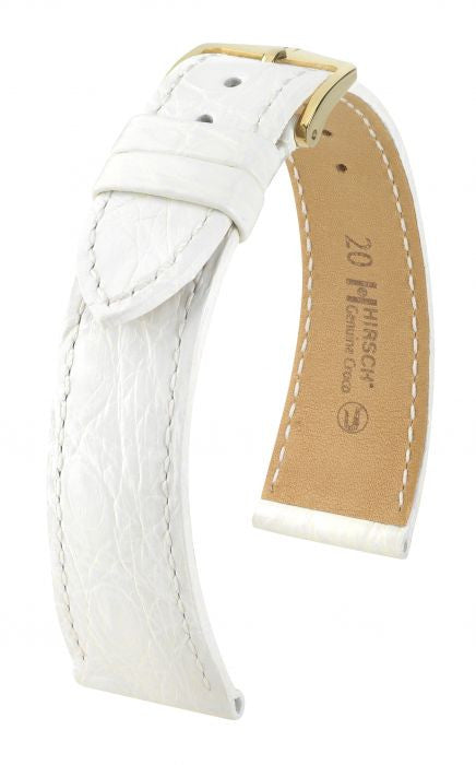 Genuine Croco Hirsch Watch Strap White