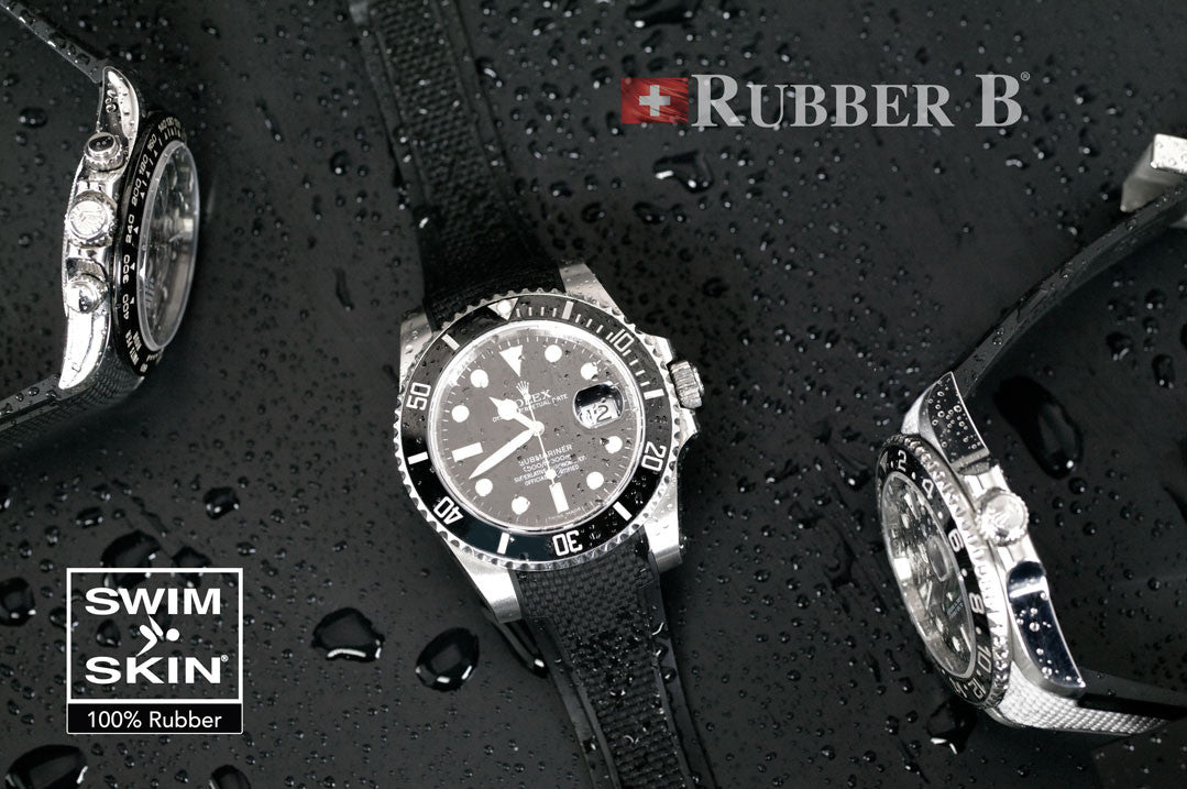 Rubber B strap Swimskin Alligator Black