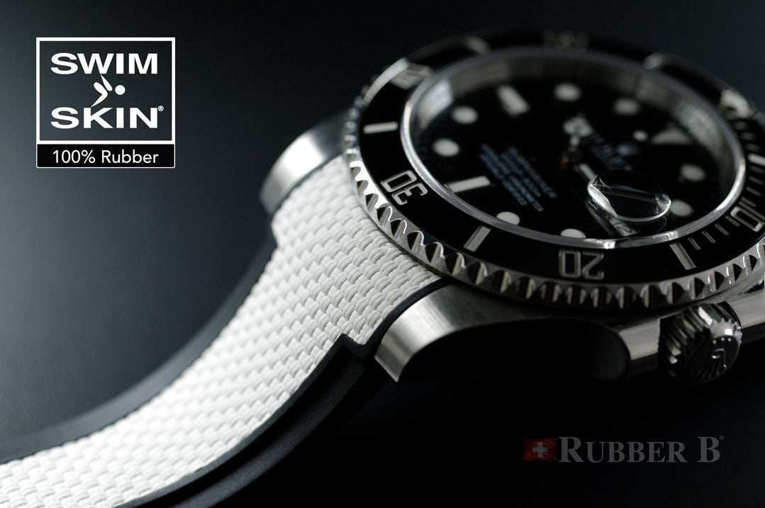Rubber B strap Swimskin ballistic blanc