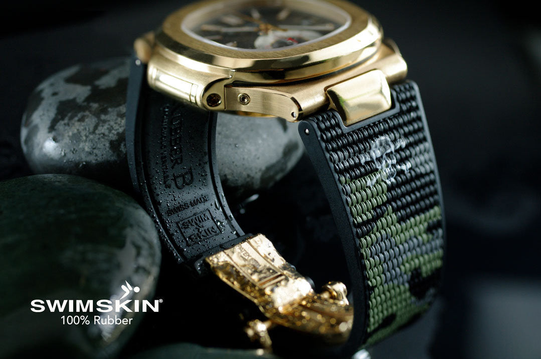 Bracelet RubberB PK77 pour Patek Philippe Nautilus noir & doré