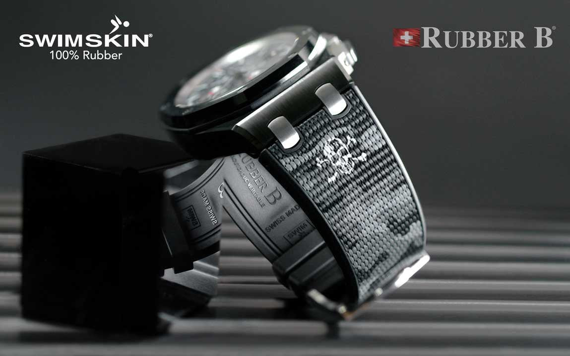 Rubber B strap Sailcloth SwimSkin APC44 Black  