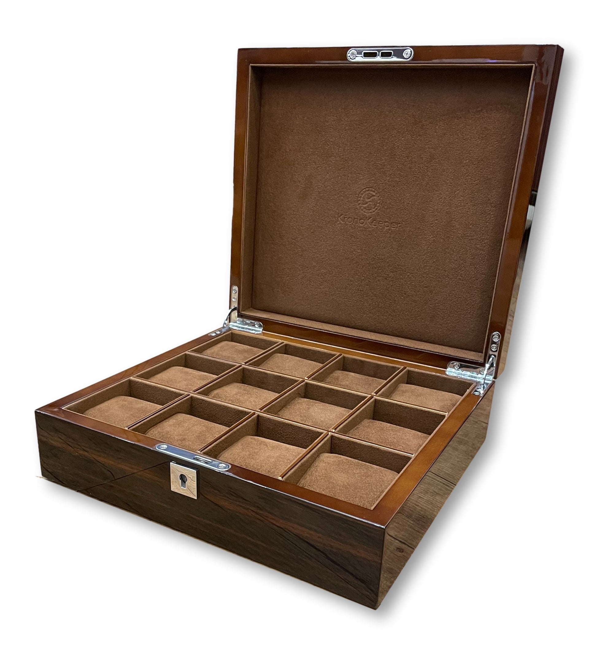 KronoKeeper Marquetry Ebony 12 Watch Box