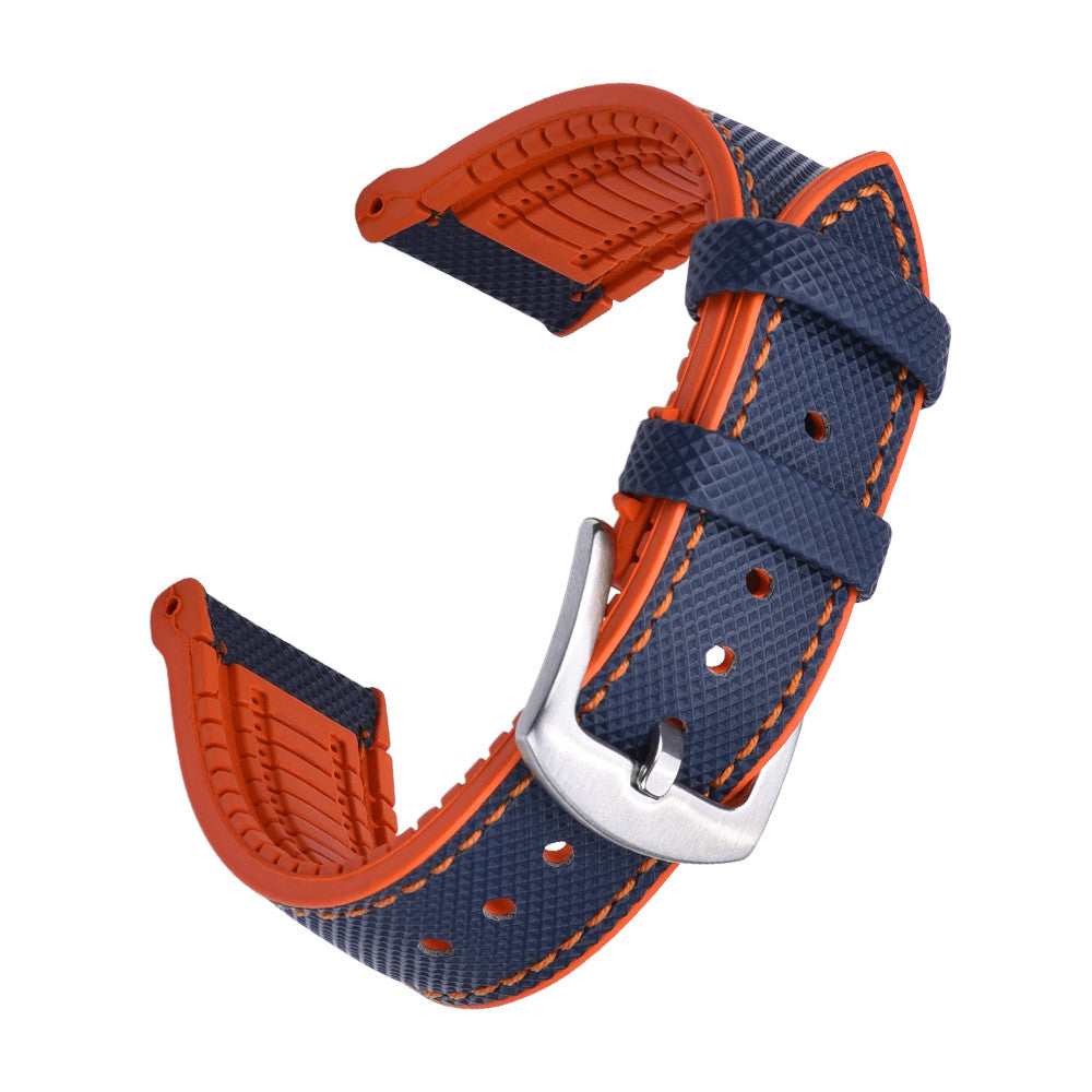 KronoKeeper Jules Rubber Strap - Orange/Navy Blue