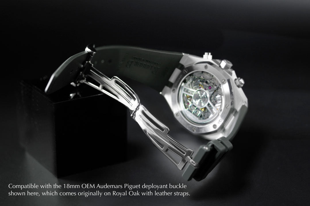 Rubber B Strap APB41 Black for Audemars Piguet Royal Oak 41mm on Leather or Bracelet - Classic Series