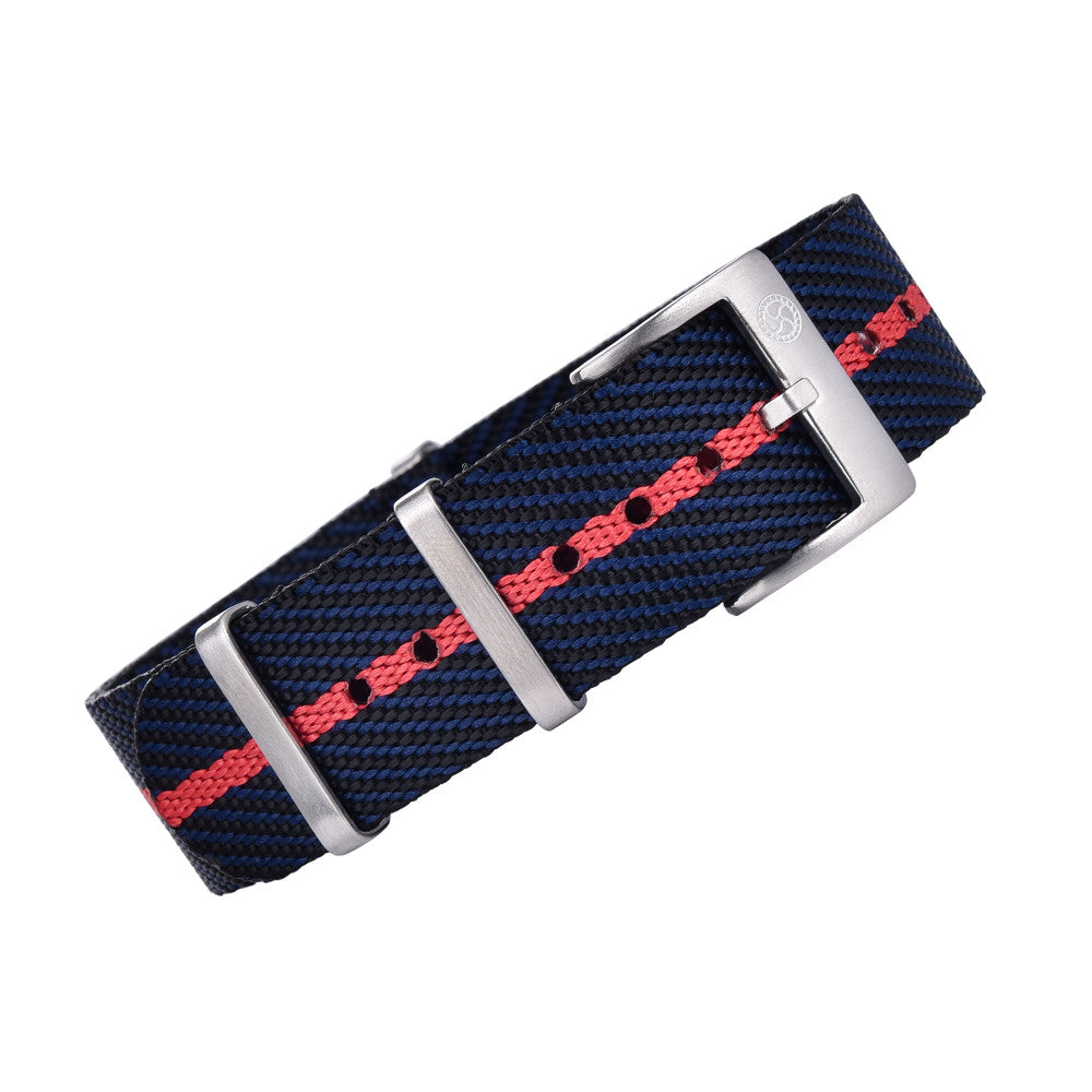 BRACELET NATO PREMIUM - Noir/Marine/Rouge