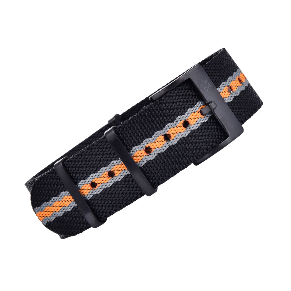 BRACELET NATO PREMIUM PVD - Noir/Gris/Orange