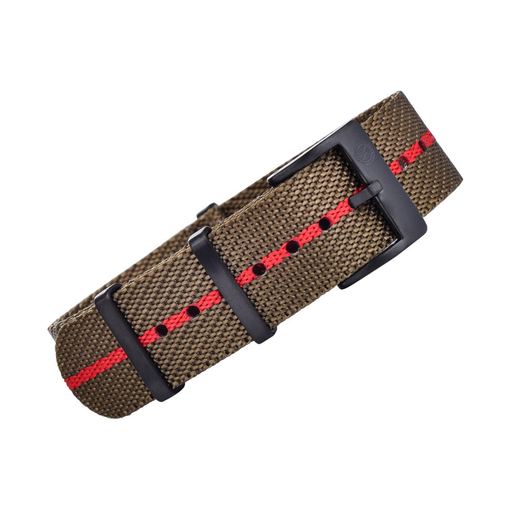 BRACELET NATO PREMIUM PVD - Olive/Rouge
