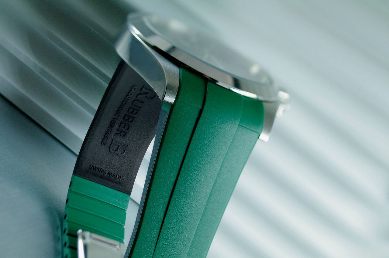 Rubber B Strap for Rolex Air-King 126900 - M215 Black/Green