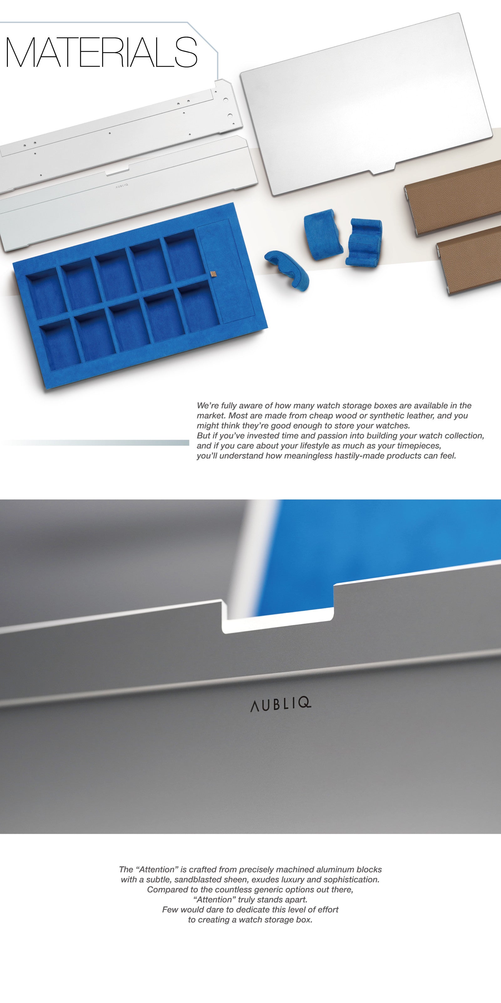 Aubliq Coffret 10/12 montres en Aluminium foncé et cuir