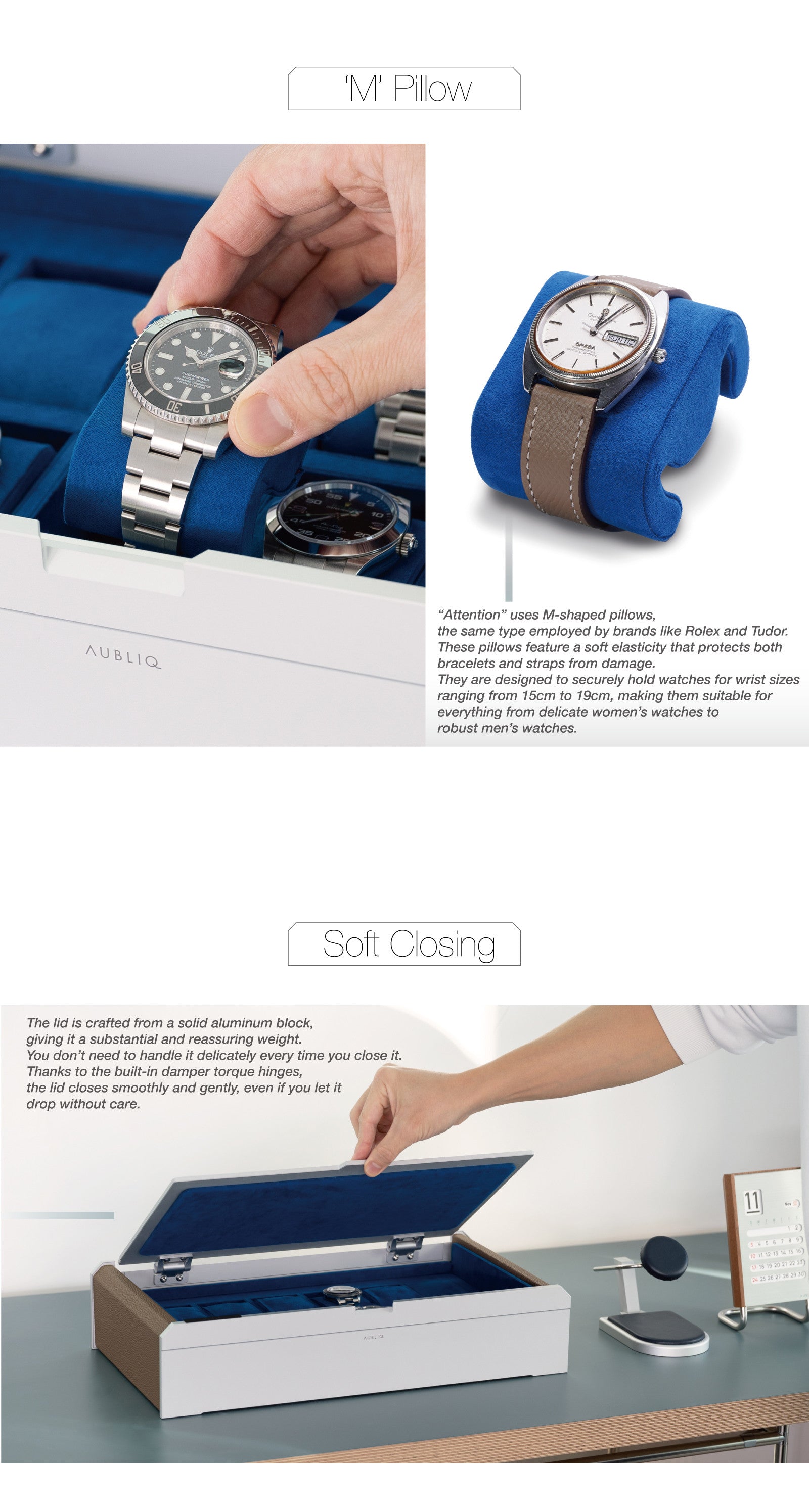 Coffret montres Aubliq 10/12 en aluminium et cuir