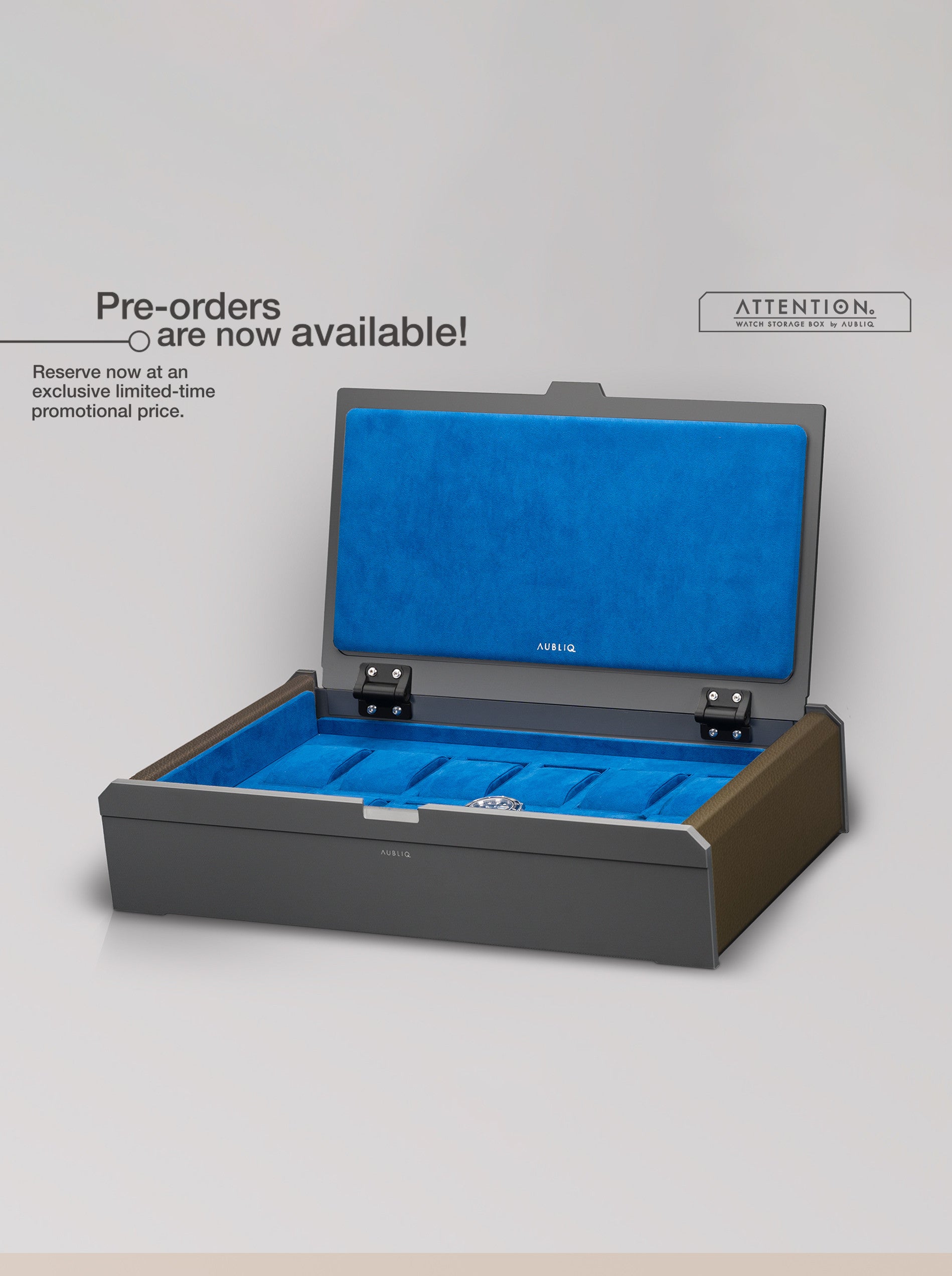 Coffret montres Aubliq 10/12 en aluminium et cuir