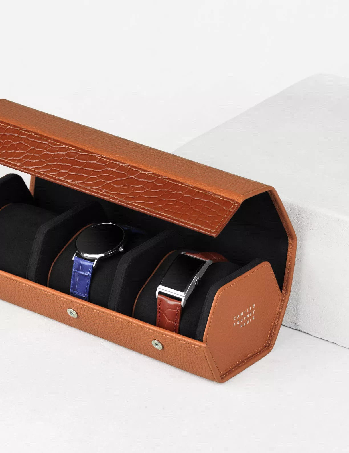 Camille Fournet 34.33 - Etui pour trois montres en taurillon & alligator