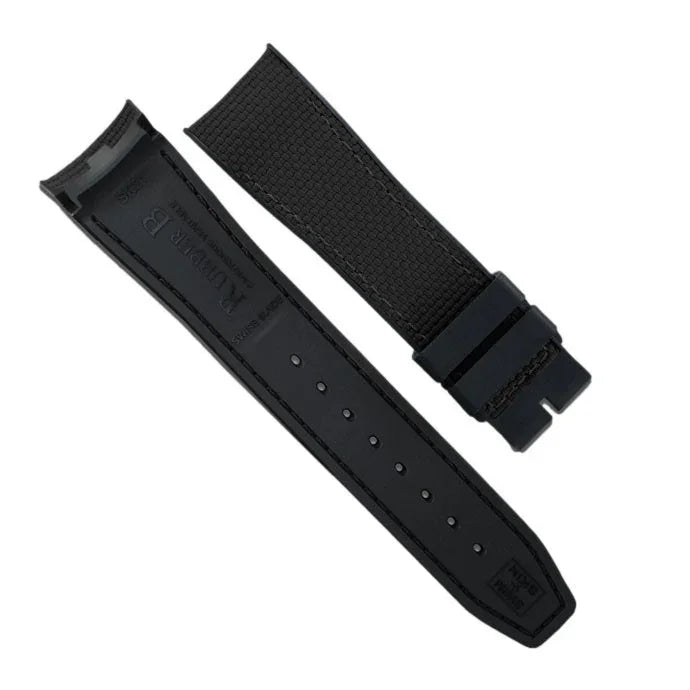Bracelet de montre noir en tissu et caoutchouc pour montres de luxe, accessoire misterchrono.com