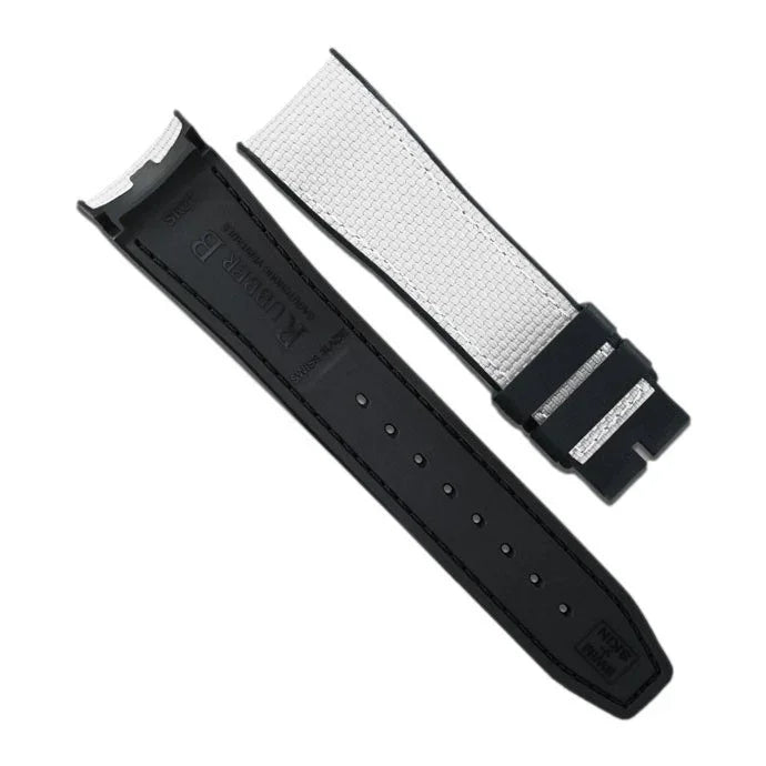Bracelet de montre caoutchouc et textile blanc pour montre de luxe, accessoire misterchrono.com