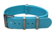 Bracelet de montre NATO bleu clair en nylon avec boucle métallique, accessoire luxe misterchrono.com