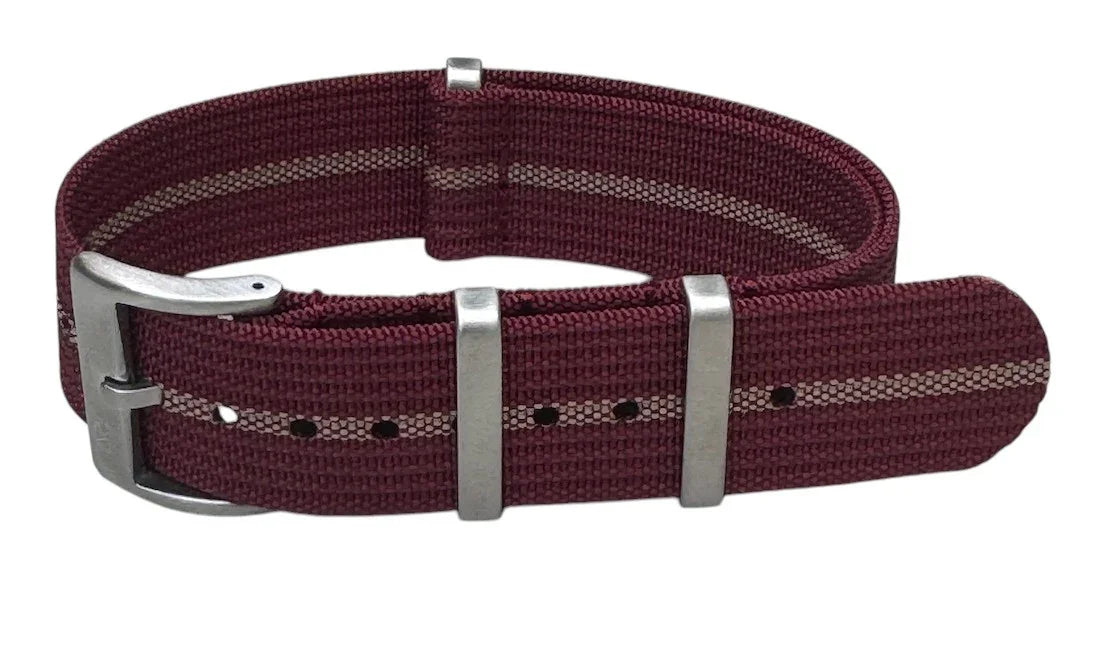 Bracelet NATO nervuré KronoKeeper - Bordeaux/Khaki - vue principale