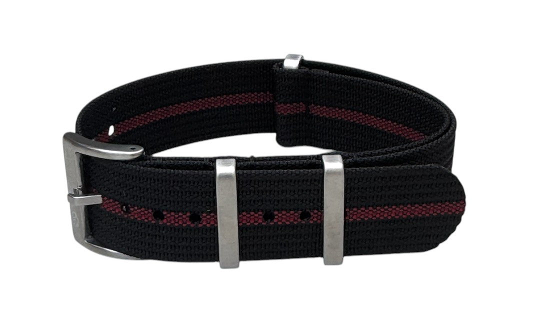 Bracelet NATO nervuré KronoKeeper - Noir/Rouge