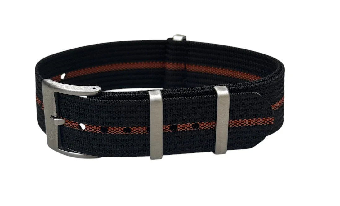 Bracelet NATO nervuré KronoKeeper - Noir/Orange - vue principale