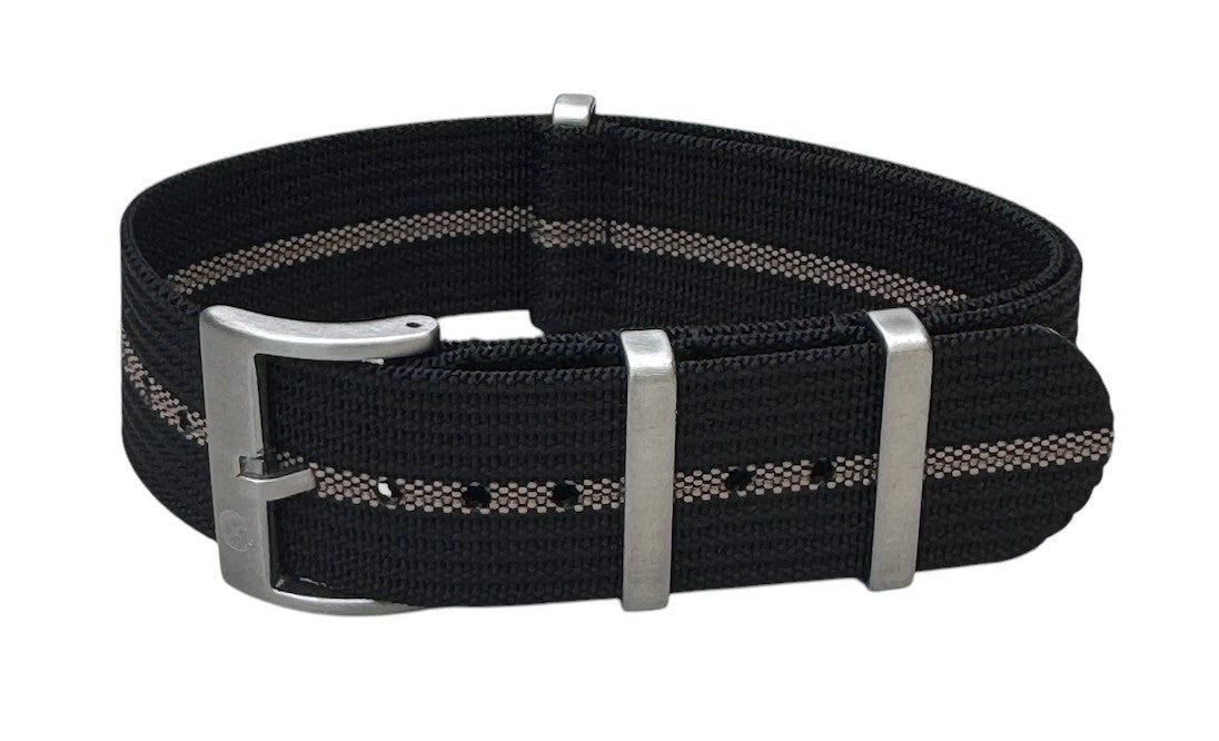 Bracelet NATO nervuré KronoKeeper - Noir/Khaki
