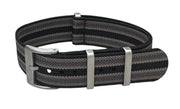 Bracelet NATO nervuré KronoKeeper - Noir/Khaki/Gris
