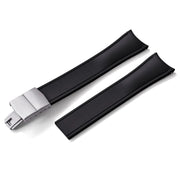 Bracelet incurvé en caoutchouc KronoKeeper réglable avec boucle déployante - Noir - vue principale