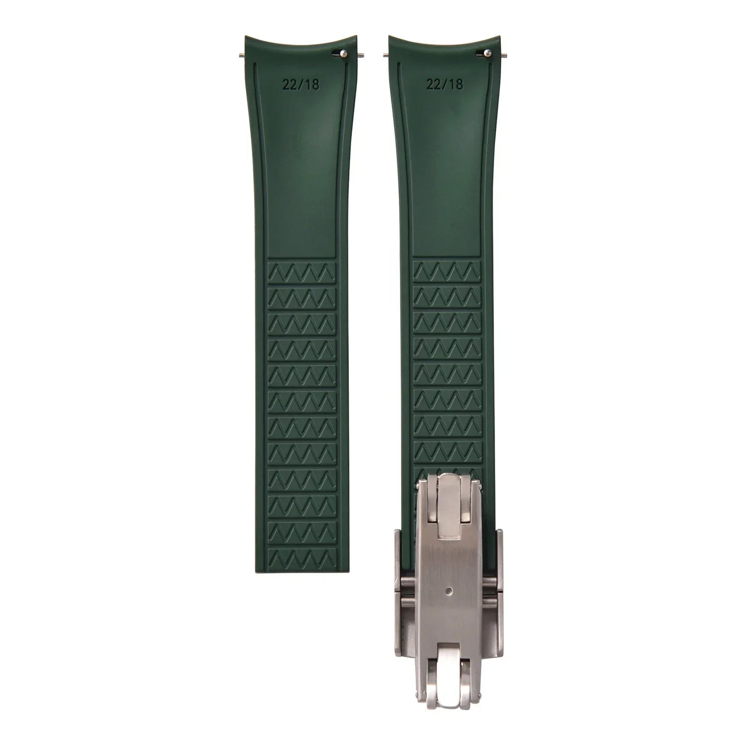 Bracelet de montre vert en caoutchouc avec boucle déployante, accessoire luxe misterchrono