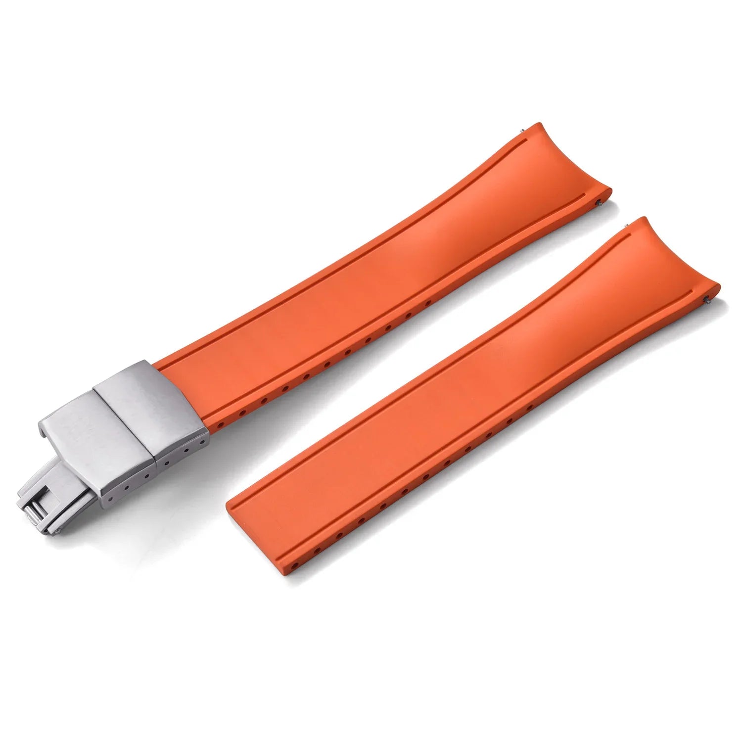 Bracelet de montre orange en caoutchouc avec boucle déployante, accessoire luxe misterchrono