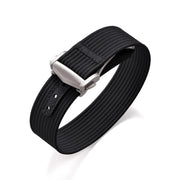 Bracelet de montre nylon noir avec boucle déployante, accessoire montre luxe misterchrono