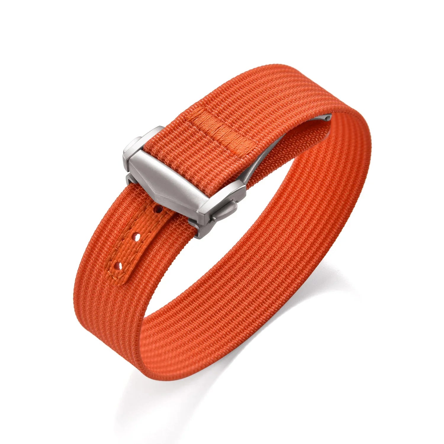 Bracelet de montre orange en tissu avec boucle déployante, accessoire pour montre de luxe