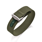 Bracelet de montre en tissu vert kaki avec boucle en métal, accessoire luxe misterchrono.com
