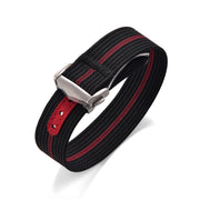 Bracelet NATO nervuré KronoKeeper avec boucle déployante - Noir/Rouge - vue principale