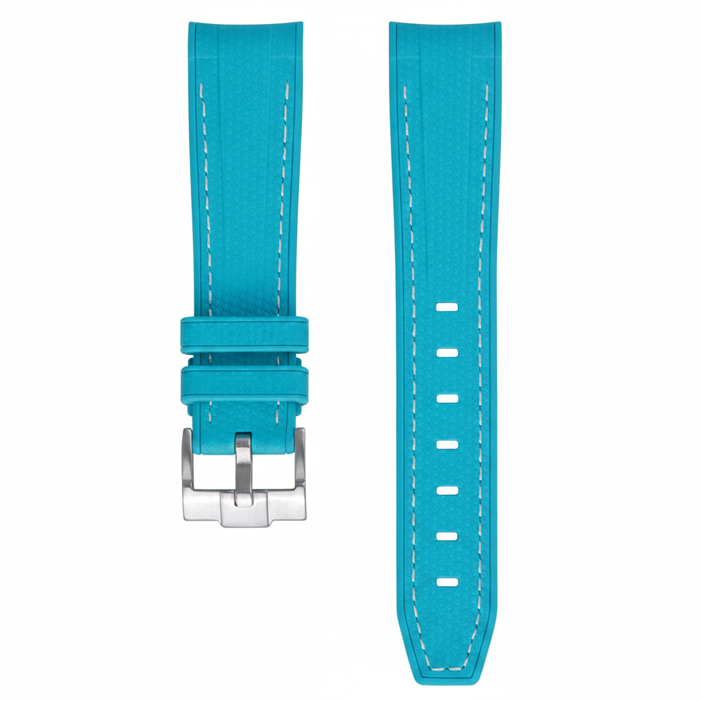 Bracelet caoutchouc texturé pour Omega MoonSwatch - bleu Tiffany