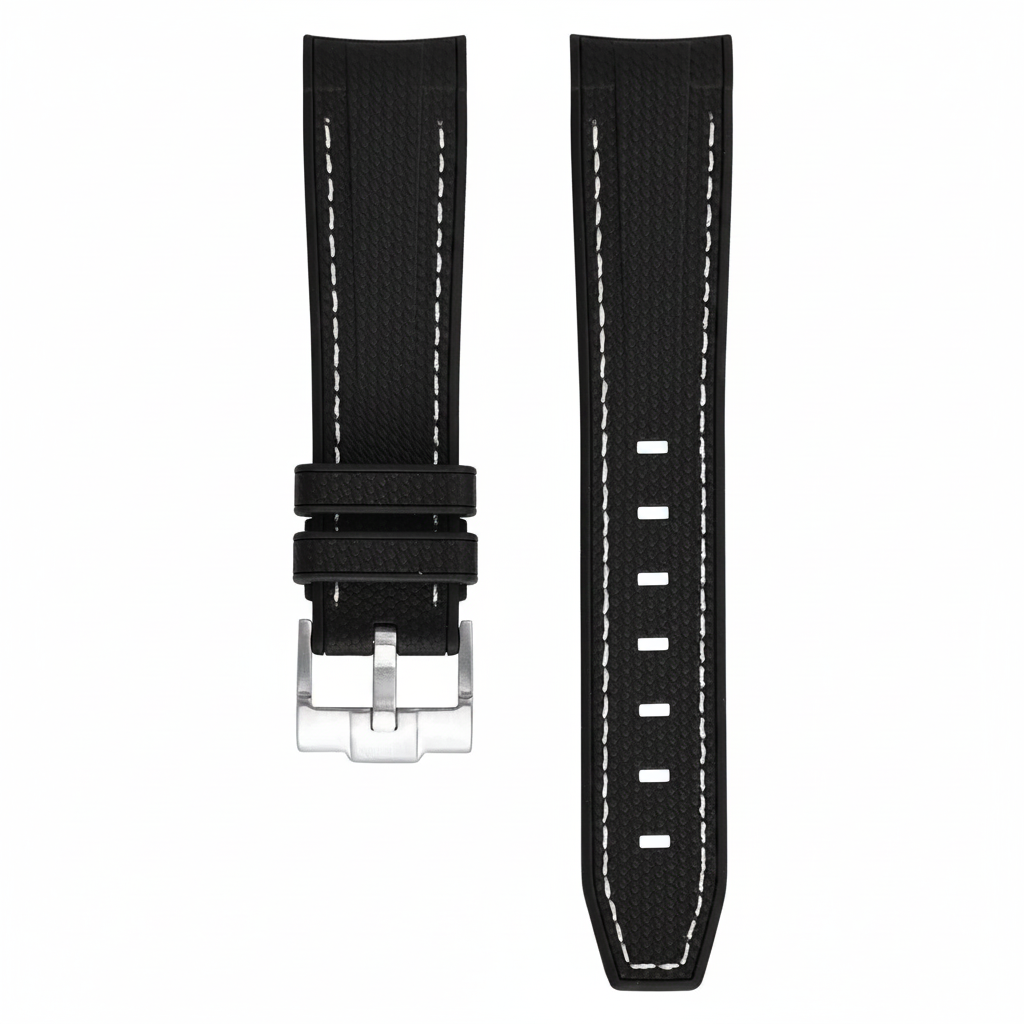 Rubber strap texture for Omega MoonSwatch - black / white