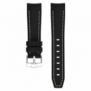 Correa de caucho texturizado para Omega MoonSwatch - - negro/ blanco