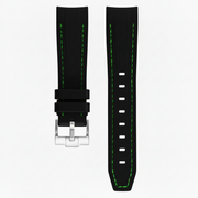 Pulsera de caucho texturizado para Omega MoonSwatch - - negro/verde