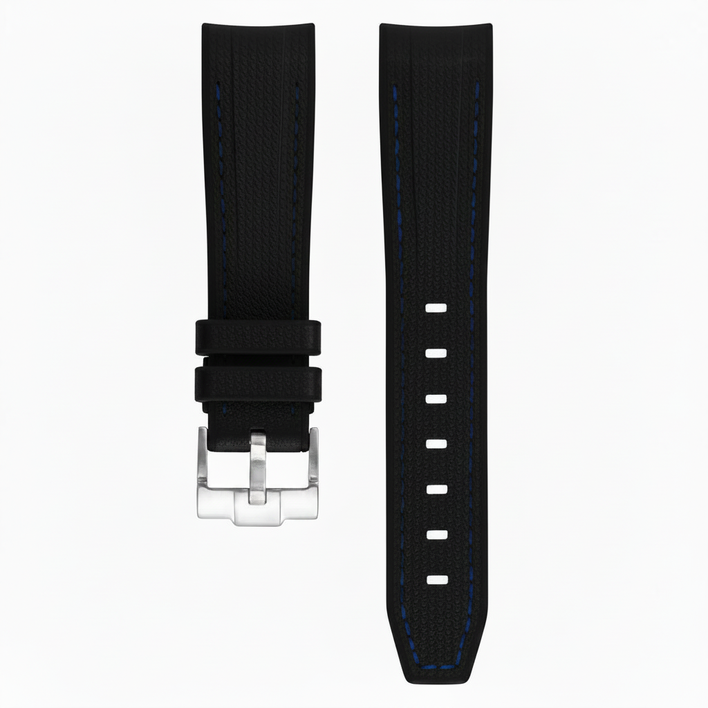Correa de caucho texturizado para Omega MoonSwatch - - negro/azul