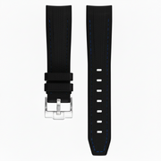 Bracelet caoutchouc texturé pour Omega MoonSwatch - - noir/ bleu
