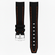 Bracelet caoutchouc texturé pour Omega MoonSwatch - noir/ orange